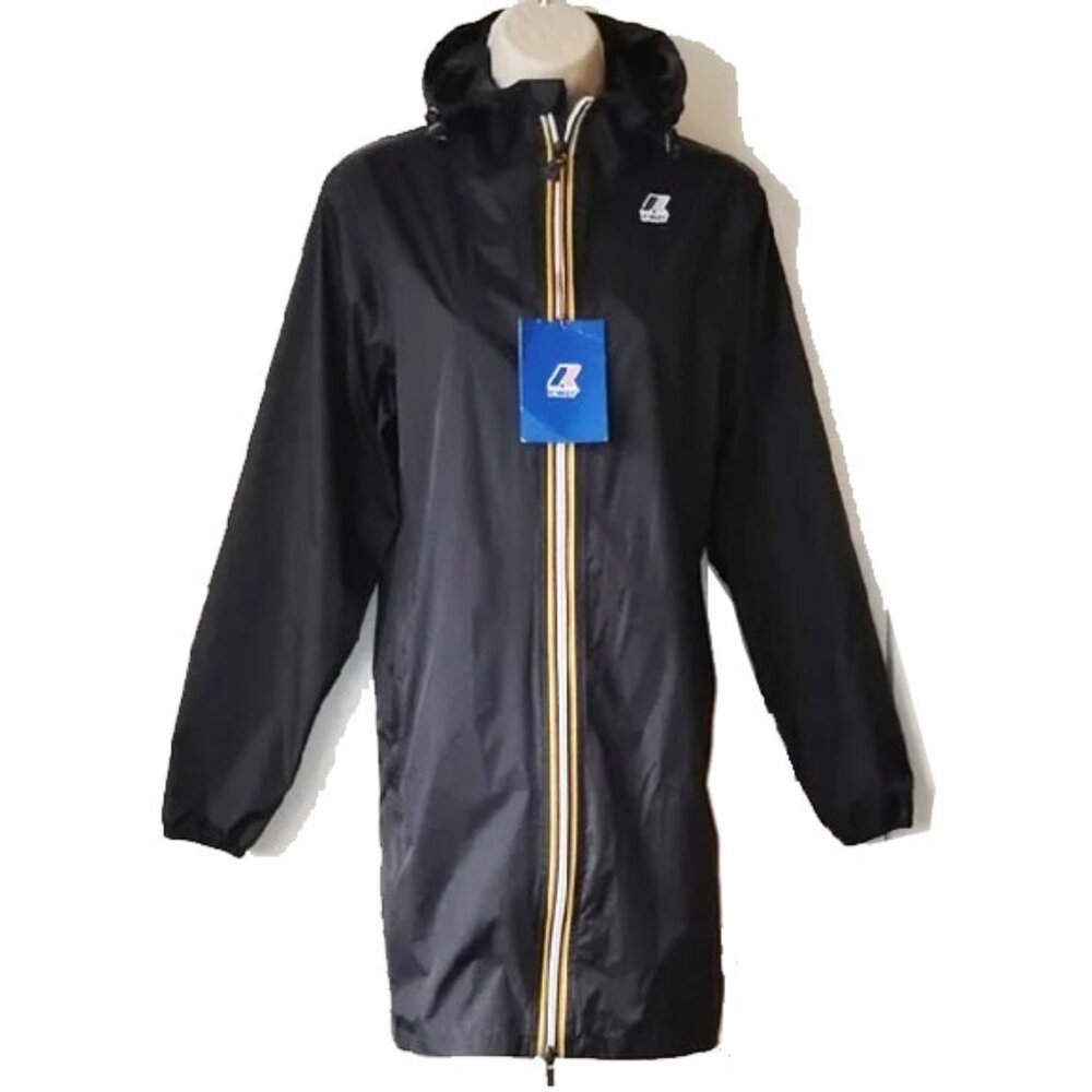 NWT $195 K-Way Le Vrai 3.0 Eiffel Packable Nylon Raincoat Jacket XS Pure Black
